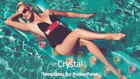  Presentation with swimming pool - Colorful PPT layouts enhanced with retro lady - pin up girl backdrop and a teal colored foreground