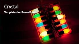  Presentation with light golden lights - Presentation theme having retro large colored holiday lights background and a  colored foreground