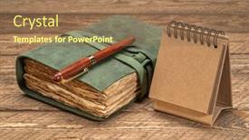  Presentation with bound - Theme featuring retro-leather-bound-journal background and a coral colored foreground