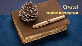  Presentation with pine cone - Presentation enhanced with retro-leather-bound-journal background and a tawny brown colored foreground