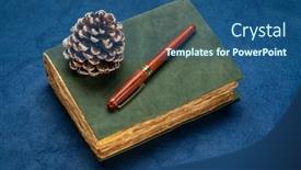  Presentation with bound - Presentation featuring retro-leather-bound-journal background and a ocean colored foreground