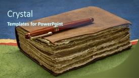  Presentation with bound - Presentation with retro-leather-bound-journal background and a ocean colored foreground
