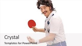  Presentation with sports table tennis - Slides with retro man playing table tennis background and a white colored foreground