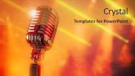  Presentation with microphone - Beautiful presentation featuring retro microphone against color background backdrop and a gold colored foreground