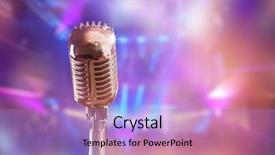  Presentation with microphone - PPT theme enhanced with retro microphone against colorful background background and a light blue colored foreground