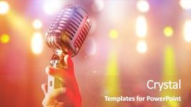  Presentation with microphone - Theme featuring mc - retro microphone against colourful background background and a coral colored foreground