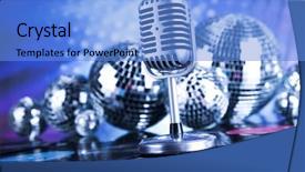  Presentation with music microphone radio mic retro - Beautiful PPT theme featuring retro microphone and music background backdrop and a  colored foreground