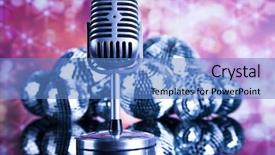  Presentation with music microphone radio mic retro - Beautiful slide set featuring retro microphone and music background backdrop and a  colored foreground