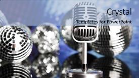  Presentation with music microphone radio mic retro - Presentation theme featuring retro microphone and music background background and a  colored foreground