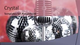  Presentation with music microphone radio mic retro - Amazing presentation theme having retro microphone and music background backdrop and a  colored foreground