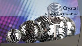  Presentation with music microphone radio mic retro - Cool new slide set with retro microphone and music background backdrop and a light blue colored foreground