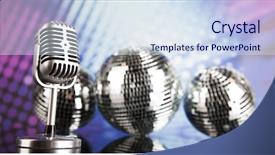  Presentation with microphone - Colorful presentation enhanced with retro microphone and music background backdrop and a sky blue colored foreground