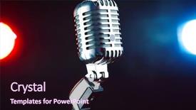  Presentation with music microphone radio mic retro - Audience pleasing presentation theme consisting of retro microphone on colorful blurred backdrop and a wine colored foreground