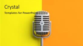  Presentation with microphone - Presentation design with retro microphone on double colorful background and a yellow colored foreground