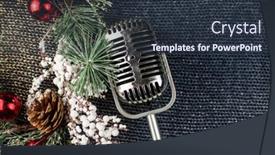  Presentation with abstract music - Colorful slide deck enhanced with retro-microphone-with-festive-decor backdrop and a tawny brown colored foreground