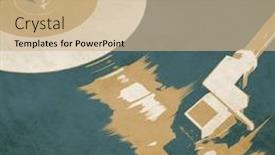  Presentation with music vinyl - Cool new PPT theme with retro music background poster backdrop and a coral colored foreground