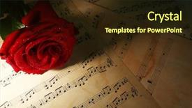  Presentation with music sheets - Audience pleasing presentation design consisting of beautiful red rose on music backdrop and a wine colored foreground