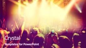  Presentation with done - Amazing PPT theme having discotheque - crowd of people backdrop and a violet colored foreground