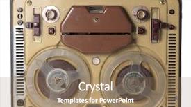  Presentation with tape recorder music - Audience pleasing presentation theme consisting of music box - old portable tape-recorder isolated backdrop and a coral colored foreground