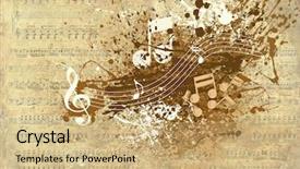  Presentation with music border - Presentation theme with retro musical grunge background background and a coral colored foreground