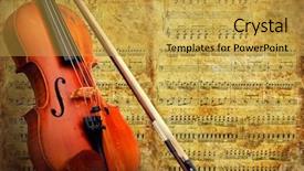  Presentation with 60s 70s music retro - Cool new slides with retro musical grunge violin background backdrop and a yellow colored foreground