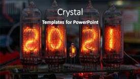  Presentation with retro - Slide deck featuring retro-nixie-lamp-indicator-clock background and a wine colored foreground