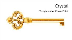  Presentation with key - Presentation theme enhanced with retro old key isolated background and a white colored foreground