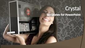  Presentation with tape recorder music - Slide deck featuring retro open reel tape recorder background and a dark gray colored foreground
