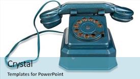  Presentation with telephone - Cool new presentation theme with telephone isolated on white background backdrop and a light blue colored foreground