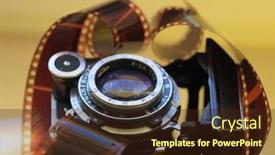  Presentation with film strip - Slide deck consisting of retro-photo-camera-with-film background and a wine colored foreground