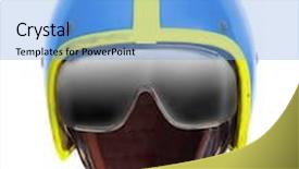  Presentation with pilot - PPT layouts with retro pilot helmet with goggles on a white background background and a light blue colored foreground