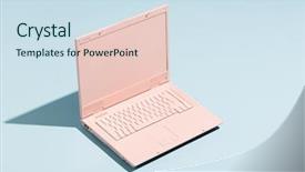  Presentation with creativity - Colorful presentation enhanced with retro pink laptop backdrop and a sky blue colored foreground