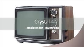  Presentation with retro television knobs isolated - Beautiful presentation design featuring retro portable television set isolated backdrop and a gray colored foreground