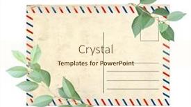  Presentation with postcard - Beautiful slide deck featuring retro-postcard-and-green-leaves backdrop and a cream colored foreground