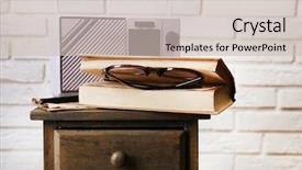  Presentation with retro radio - Slides consisting of retro radio book and glasses background and a soft green colored foreground