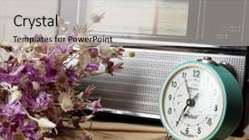  Presentation with retro radio - Cool new presentation theme with retro radio clock and flowers backdrop and a light gray colored foreground