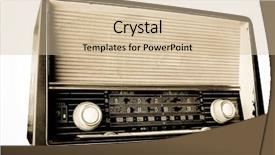  Presentation with retro radio - PPT theme having retro radio in toned monochrome background and a soft green colored foreground
