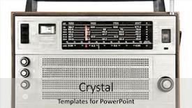  Presentation with retro radio - Cool new theme with retro radio isolated on white backdrop and a light gray colored foreground