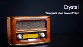  Presentation with retro radio - Theme featuring retro radio on black background background and a wine colored foreground