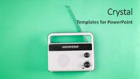  Presentation with retro radio - Amazing PPT layouts having retro radio on color background backdrop and a seafoam green colored foreground