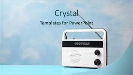  Presentation with retro radio - PPT theme featuring retro radio on color background background and a  colored foreground