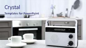  Presentation with frequency - Colorful slide deck enhanced with retro radio on table backdrop and a sky blue colored foreground