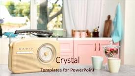  Presentation with retro radio - Theme having retro radio on table background and a lemonade colored foreground