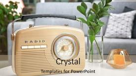  Presentation with radio news - Slides having retro radio on table background and a  colored foreground