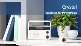  Presentation with radio news - Presentation theme with retro radio on table background and a ocean colored foreground