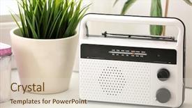  Presentation with retro radio - Beautiful theme featuring retro radio on table backdrop and a lemonade colored foreground