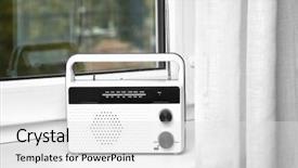  Presentation with radio news - Colorful PPT layouts enhanced with retro radio on window sill backdrop and a  colored foreground