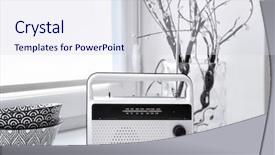  Presentation with retro radio - Audience pleasing theme consisting of retro radio on window sill backdrop and a sky blue colored foreground