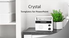  Presentation with retro radio - Colorful slide set enhanced with retro radio receiver on office backdrop and a white colored foreground