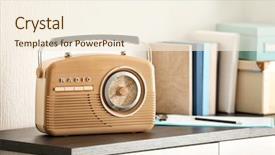  Presentation with retro radio - Theme enhanced with retro radio receiver on office background and a cream colored foreground